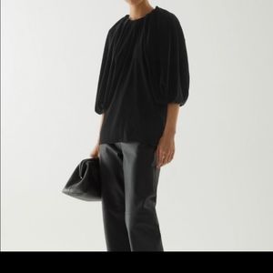 COS Black Velvet Top Puff Sleeve NWT!